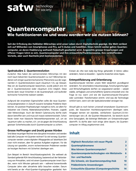 Quantencomputer: Chancen für die Schweizer Wirtschaft